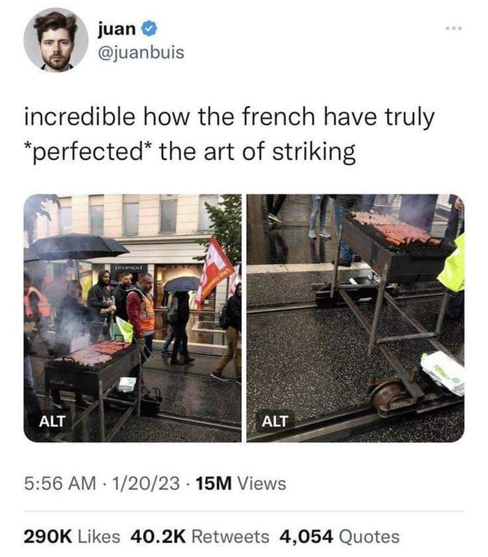 A strike in France without a barbecue is not a strike Image