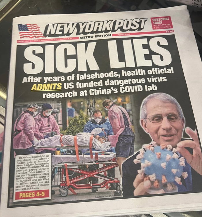 The reason fauci and other institutions lied was because the
