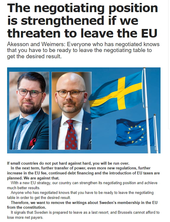 Swedish Government shattered with #Swexit debate - "Sweden f