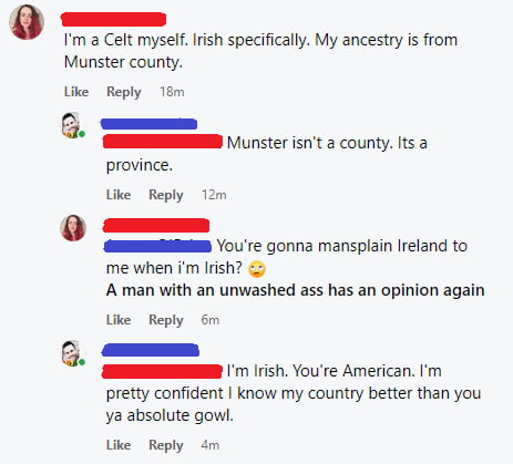 "i'm a celt myself." The things Americans say...