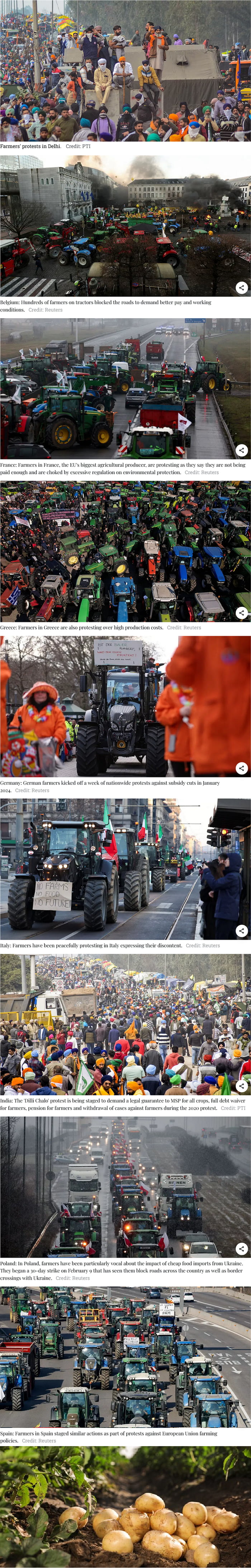 Unprecedented huge farmer's protests all across Europe and I