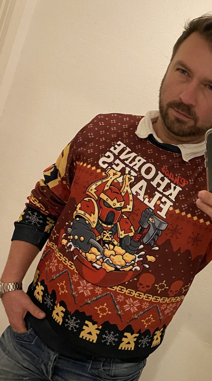 After season Christmas party and appropriate sweater