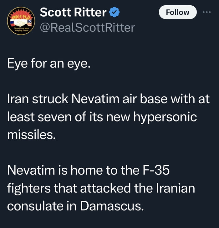 Oh sh*t it’s worse than I thought. Iran delivered a powerf