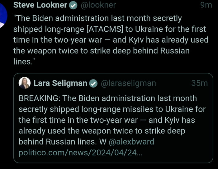 Biden shipped the long range missiles last month under the 1