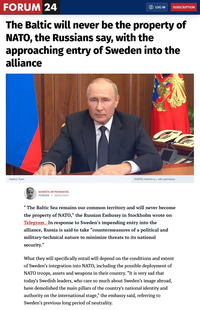 Baltic Sea = NATO sea. Putin is a totally powerless clown an