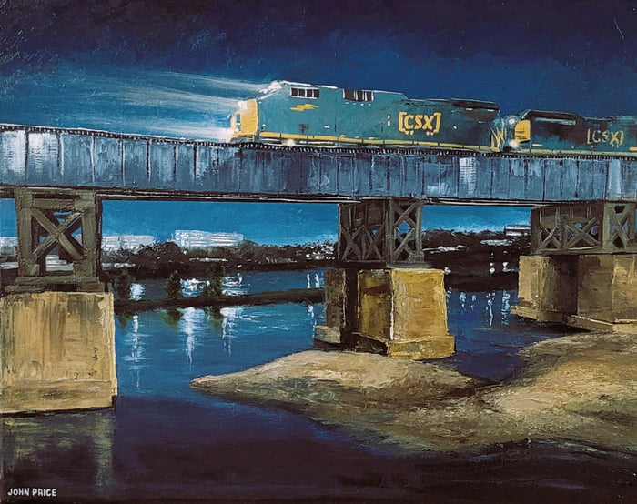 Oil Painting of the CSX Train in Richmond, Virginia