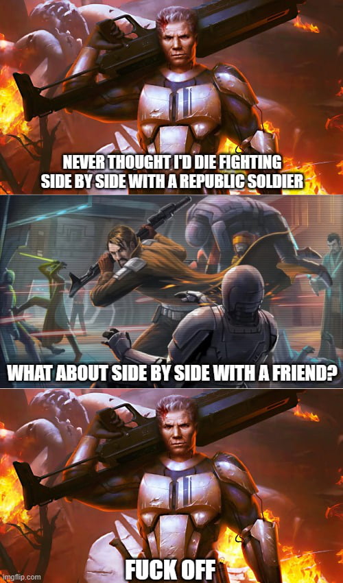 Former enemies "united" against the Sith.