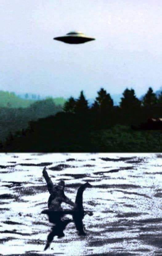Someone finally captured a UFO flying above Bigfoot riding t Image