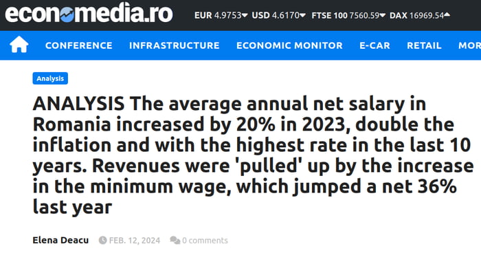 In December 2023, the average net salary earnings in the Rom