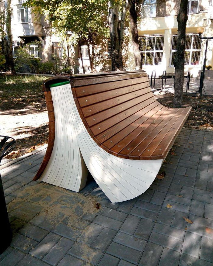 Book shaped bench near a public library