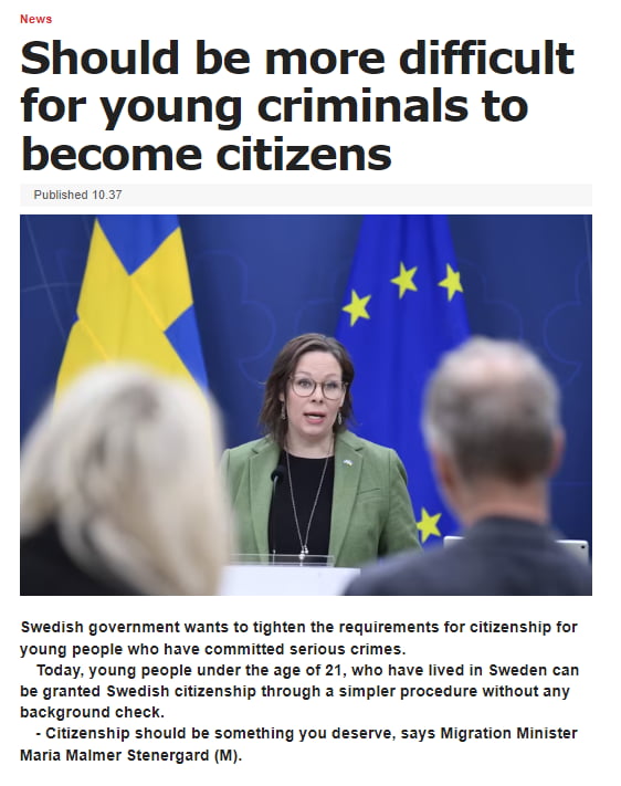 Swedish Minister of Migration, Maria Stenegård: "Convicts o