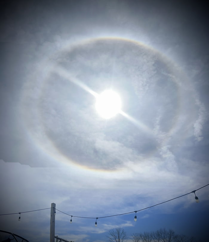 Rainbow around the sun today. I told the kids it’s was the