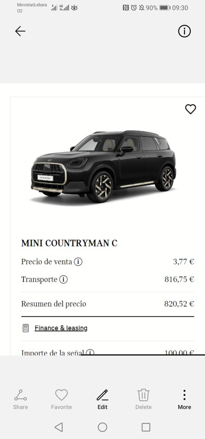 Mini Cooper Spain got a bug in their system. 50k€ car goin