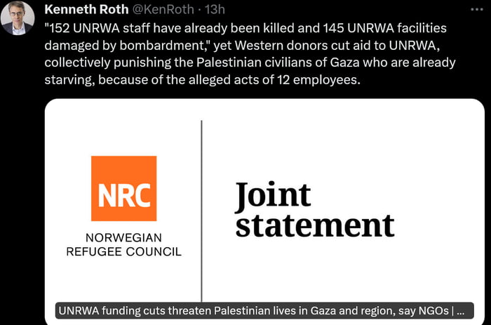 Yes quite odd that killing 152 UNRWA staff gets silence from