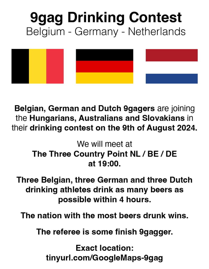 9GAG drinking contest: BEL, GER & NL