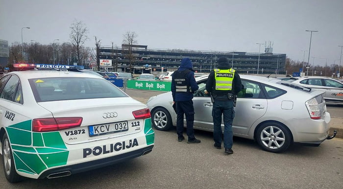 In Lithuania, the police are conducting road checks on taxi 