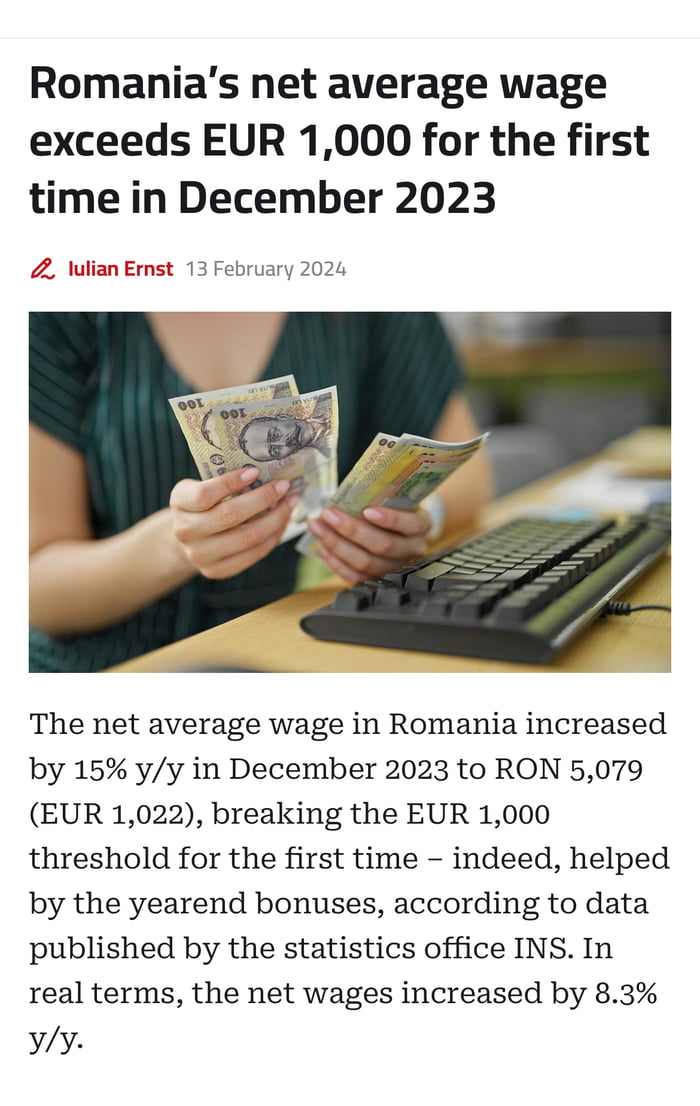 In 1998 Romania net average salary per month was 150 euros. 