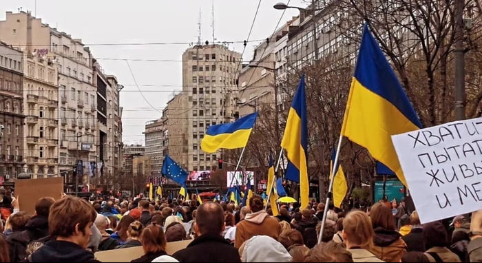 Show of support for Ukraine in Belgrade, Serbia