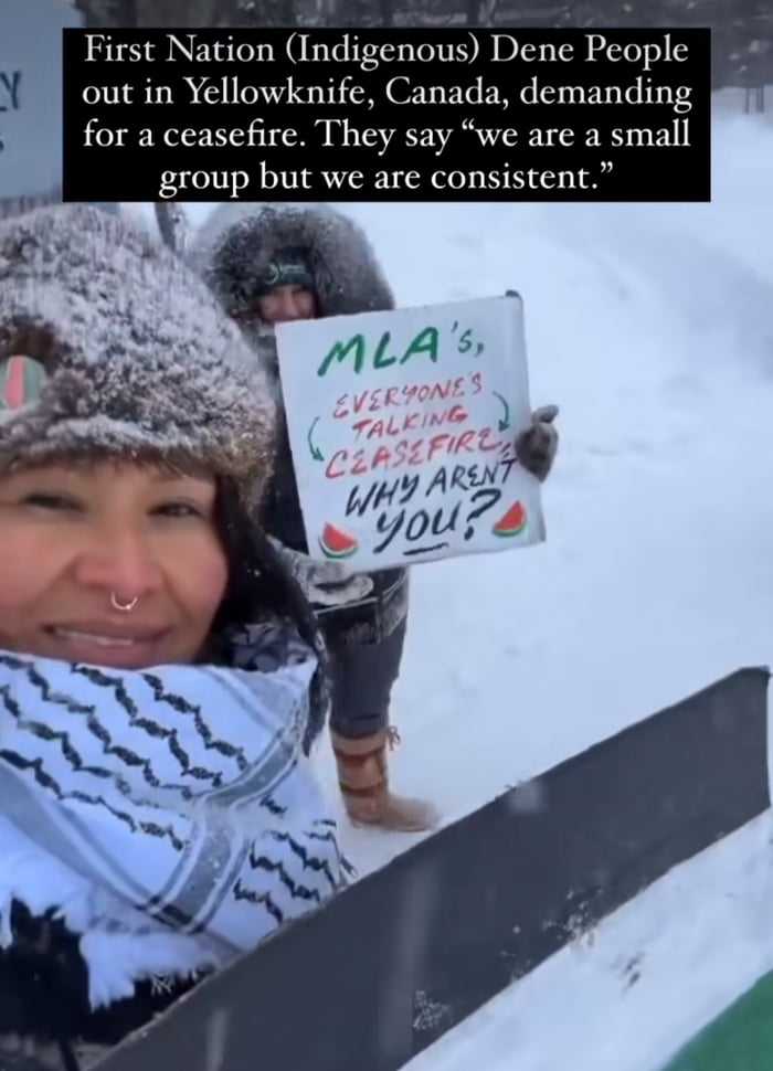 Indigenous Dene people in Canada shows their support to Pale