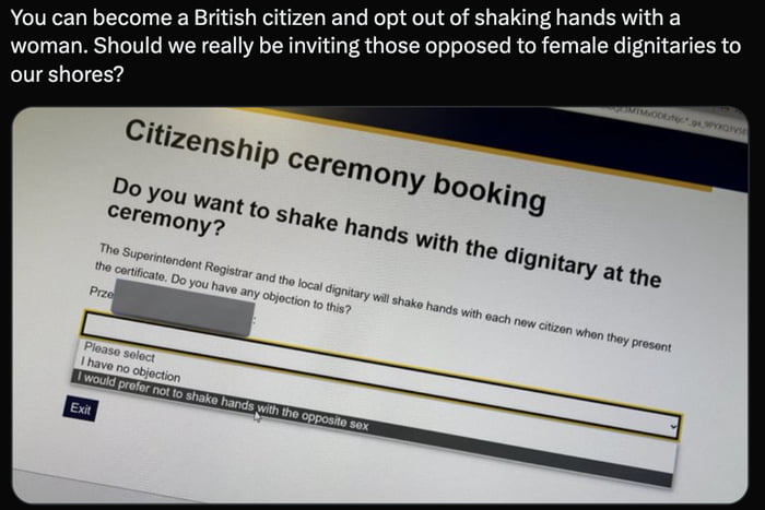 The new "british" citizens who cannot shake hands with the o