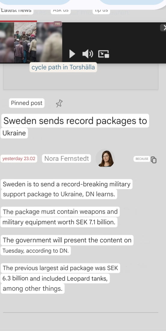 Sweden sends the biggest military package, so far to UA. 7.1 Image