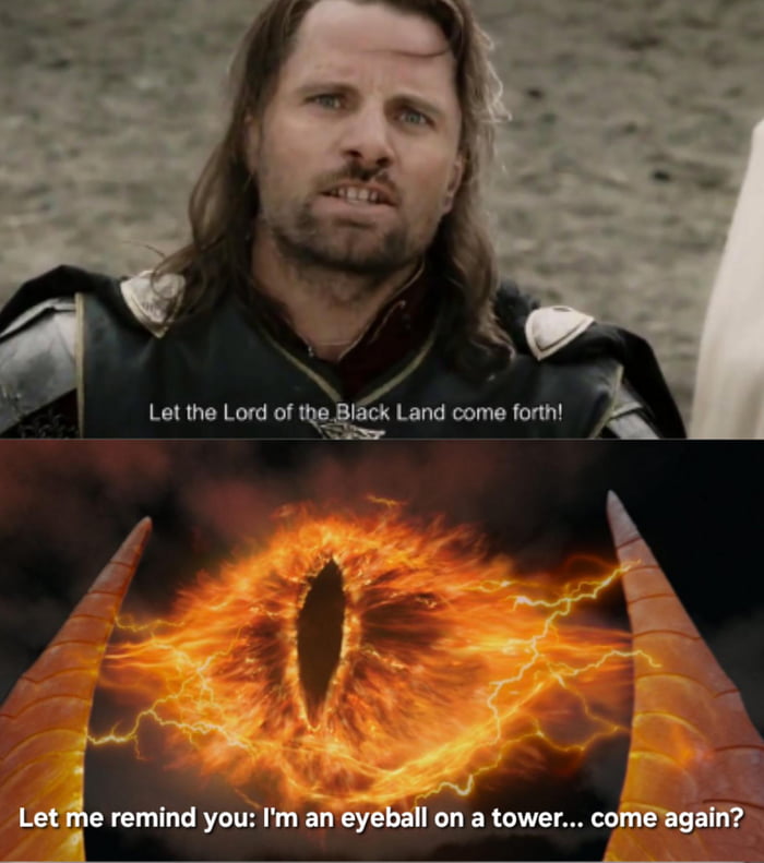 If movie Sauron doesn't have a body, what was Aragorn expect Image