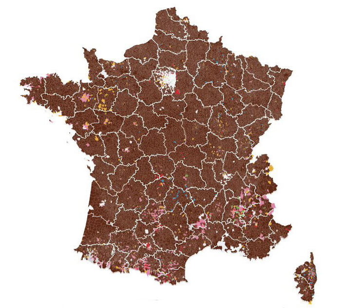 This is a map of the E.U. election results in France tonight Image