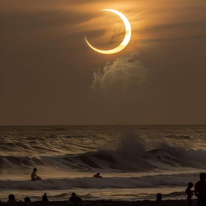 Yesterday's eclipse as see from the beach. Image