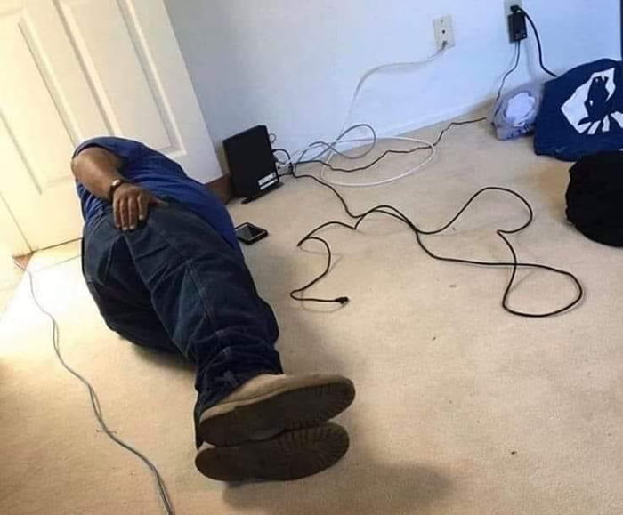 The guy installing my WiFi fell asleep.. Image