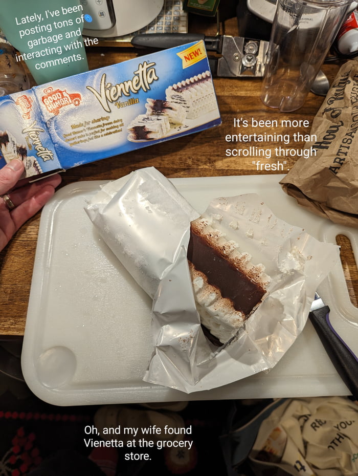 My wife found Vienetta at the grocery store yesterday. 80s &