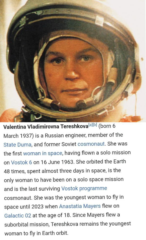 61 years ago, Valentina Tereshkova made history by becoming  Image