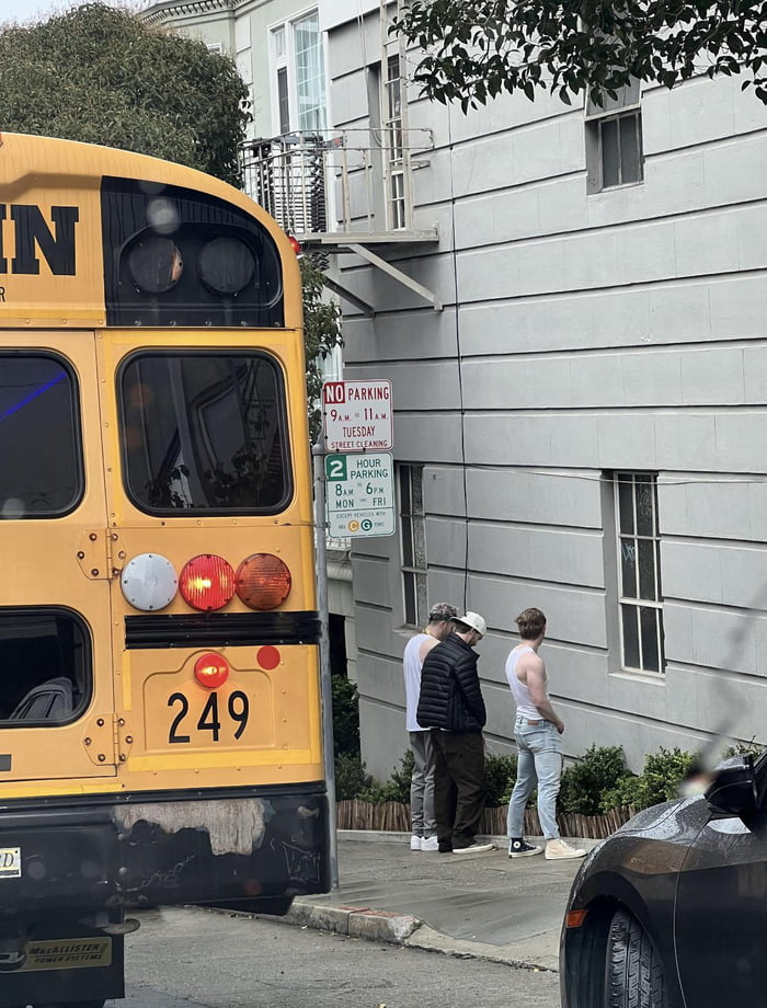 They got off a party bus in San Francisco to pee on the side