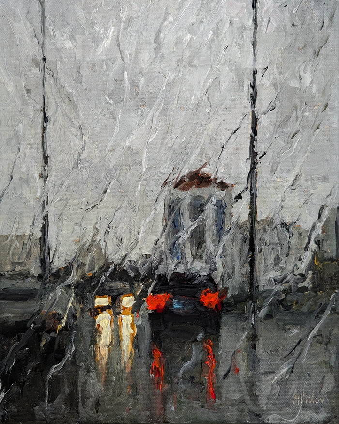 Rainy City Evening, My oil painting Image