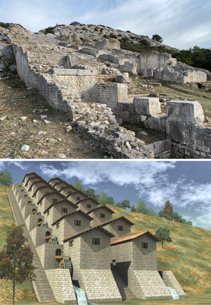 A Roman factory from the 2nd century CE. It used the aqueduc Image