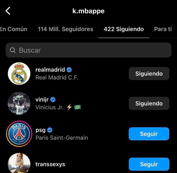 Mbappe started following Real Madrid Image