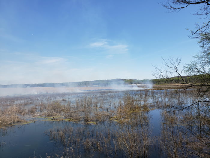 Park rangers performed a controlled burn at Prophetstown Sta