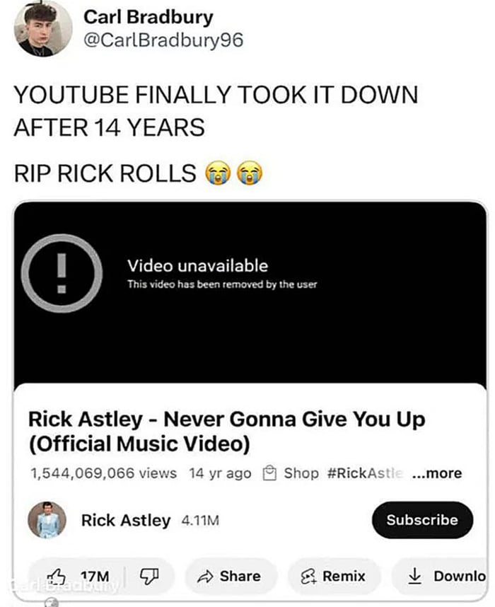 No one will get rick rolled