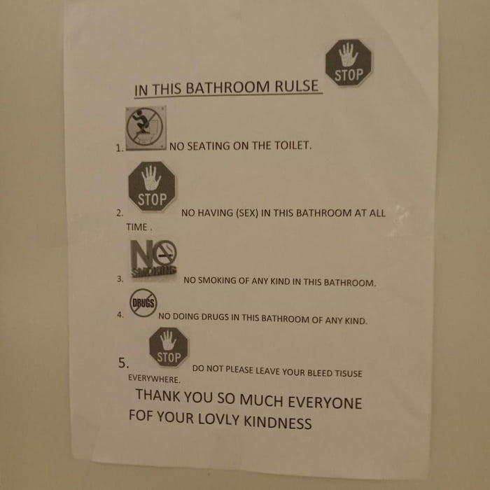 Bathroom rules (mall near Vancouver Canada)