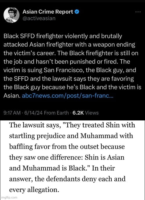 Black firefighter in San Francisco attacks asian coworker. T Image