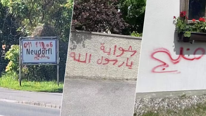 Refugees mark town signs and houses with syrian place names 
