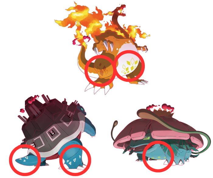 Noticed this pattern amongst the Gmax Kanto starters. Anyone