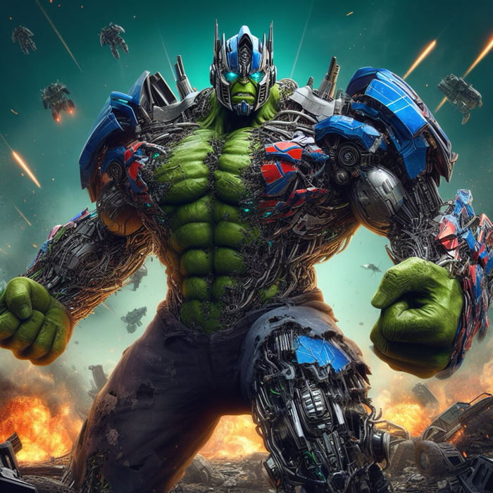 The love child of Optimus Prime and Hulk. DALL-E