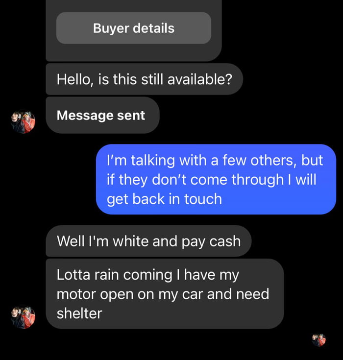 Encounter with casual racism on Facebook Marketplace