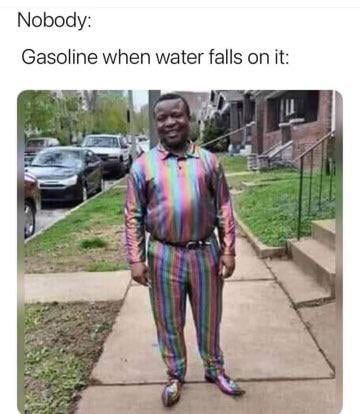 Gasoline + water =