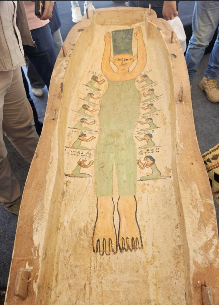 Photo of an upper lid coffin found in a Egyptian cemetery, d