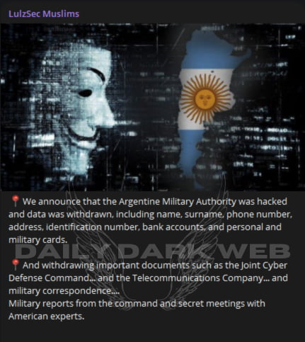 LulzSec Muslims allegedly hacked the Argentine Military Auth Image