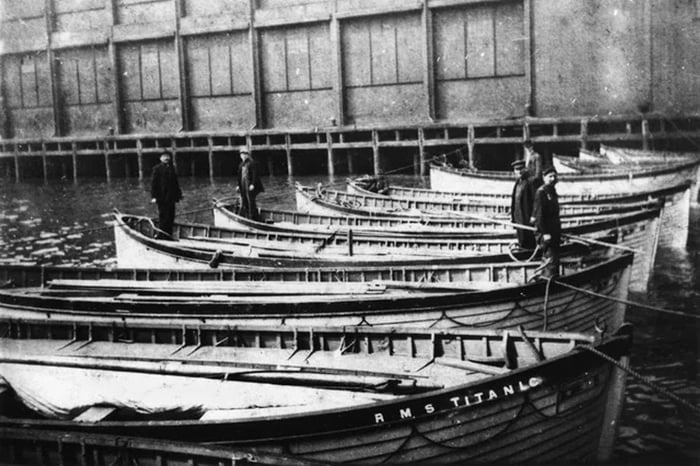 Titanic lifeboats in New York Harbor 1912 Image
