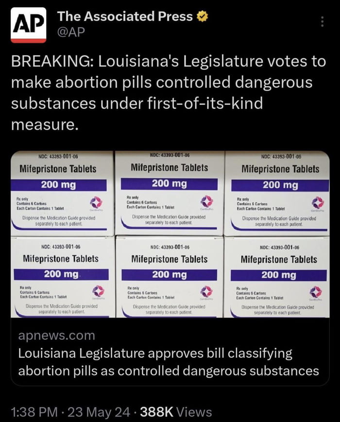 LA reclassifying birth control as controlled substances..