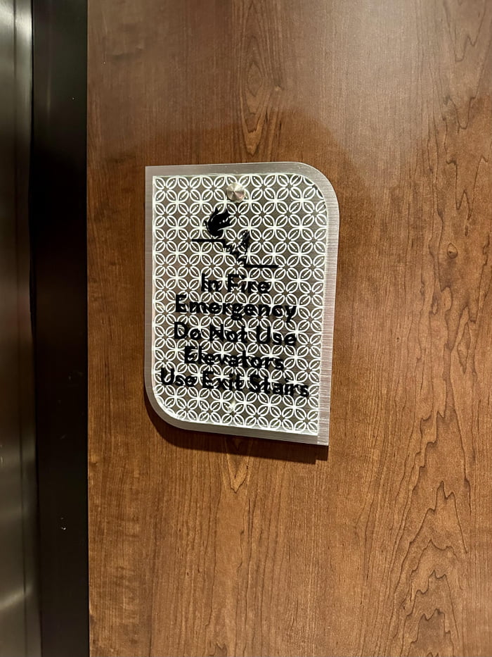 This sign in a hotel elevator is a little hard to read