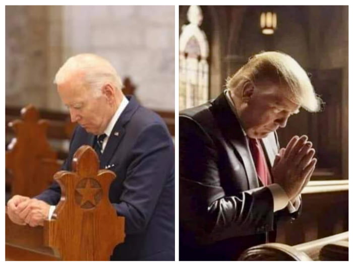 Real devotion VS pretense. Trump's prayer is humble while Bi Image